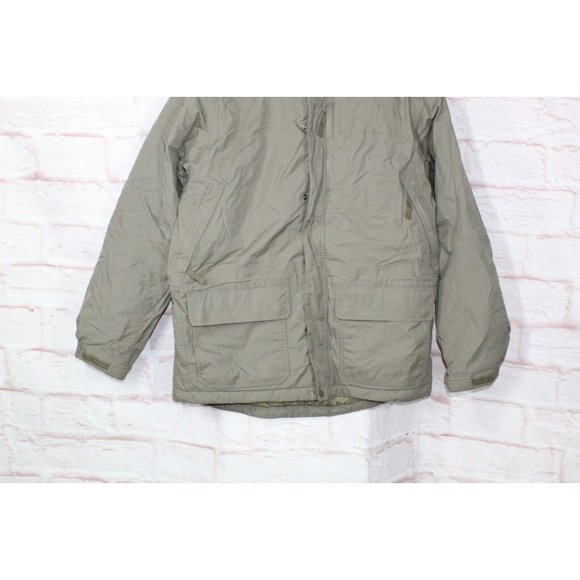Vintage LL Bean Green Nylon Lined Zip Snaps Insulated Hooded Jacket Size L - Picture 2 of 9